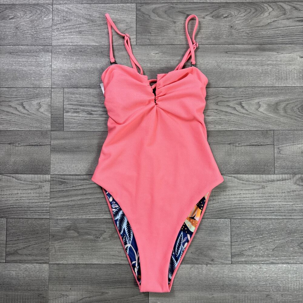 Maaji Cheeky One Piece Swimsuit Reversible Multicolor Floral Print sz S
